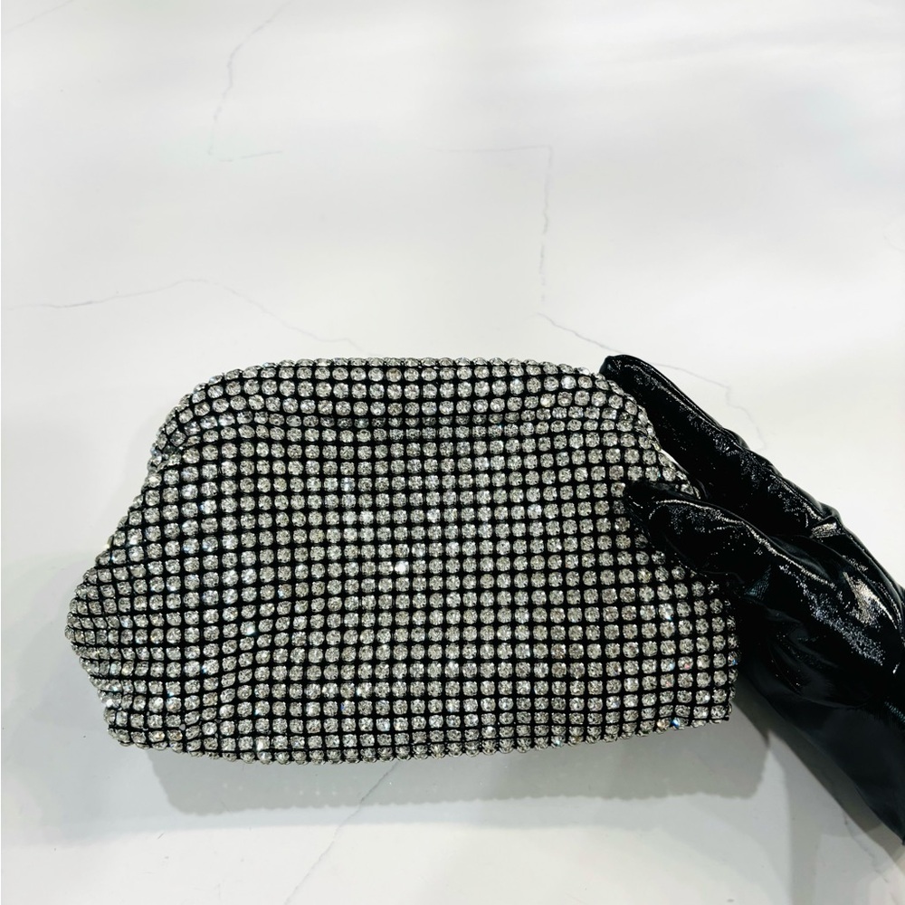 Crystal Mesh Evening Clutch Bag - Silver